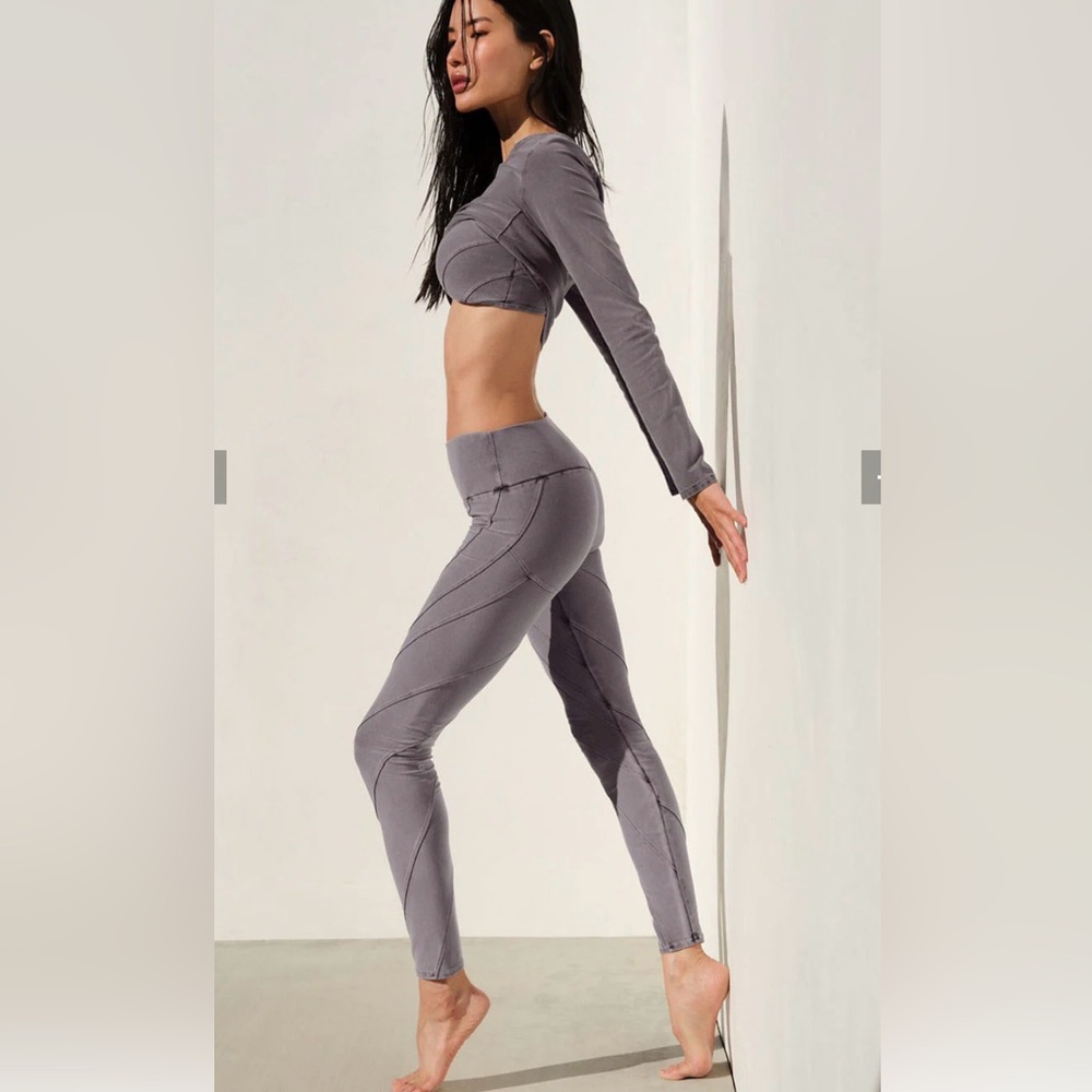 Alo Yoga Washed Alosoft High-waist Lounge Legging Grey